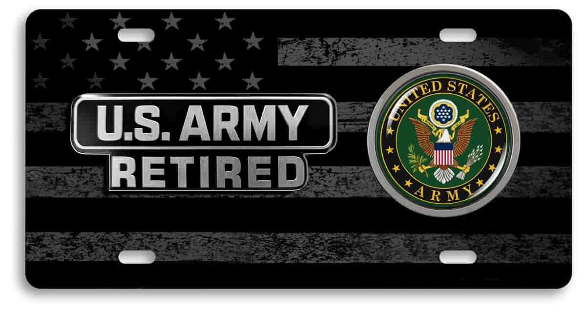 U.S. Army Retired - Stainless Steel Car License Plate